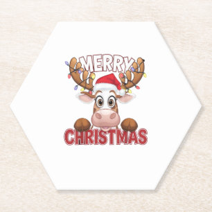Kuh Flüchtige Blick-a-Boo Frohe Weihnachten Untersetzer