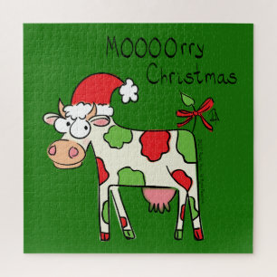 Kuh Funny Cartoon Weihnachtsfeiertag