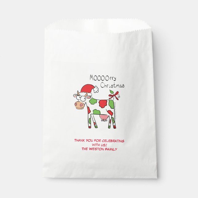 Kuh Funny Cartoon Weihnachtsfeiertag Geschenktütchen (Vorderseite)