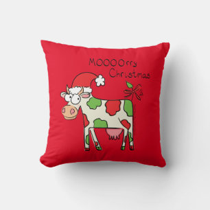 Kuh Funny Cartoon Weihnachtsfeiertag Kissen
