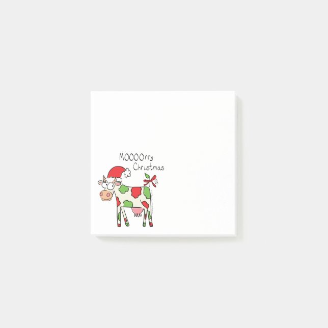 Kuh Funny Cartoon Weihnachtsfeiertag Post-it Klebezettel (Vorderseite)