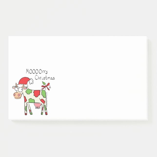 Kuh Funny Cartoon Weihnachtsfeiertag Post-it Klebezettel (Vorderseite)