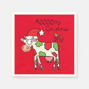 Kuh Funny Cartoon Weihnachtsfeiertag Serviette