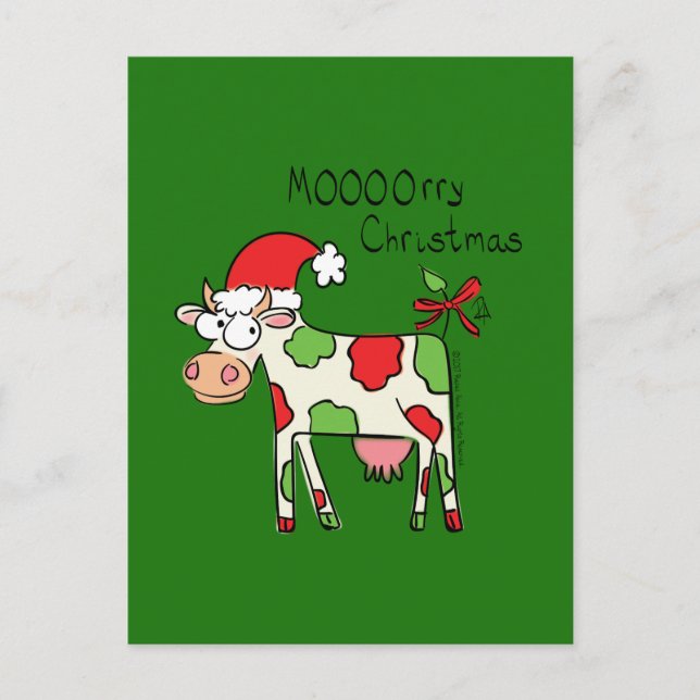 Kuh Funny Cartoon Weihnachtskarte Postkarte (Vorderseite)