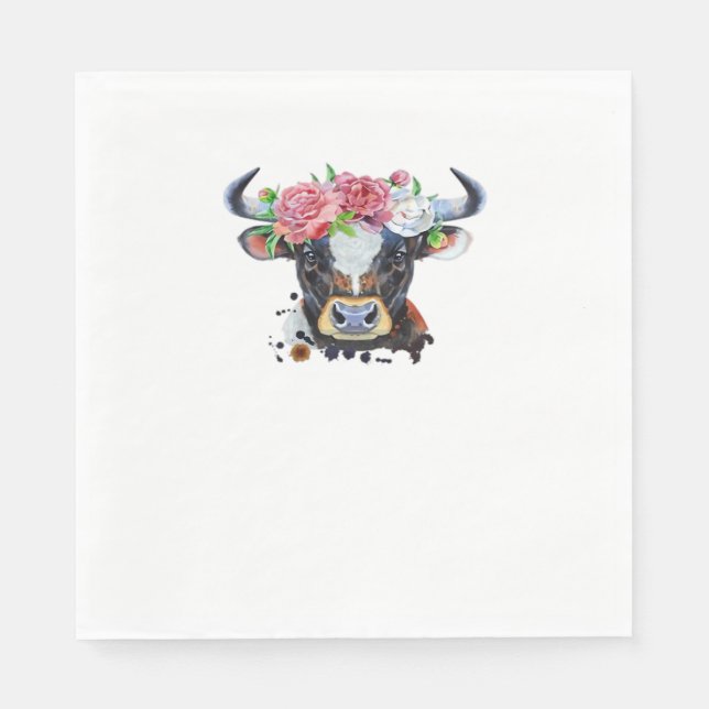 Kuh gekrönt mit Blume Klassischer T - Shirt Serviette (Vorderseite)