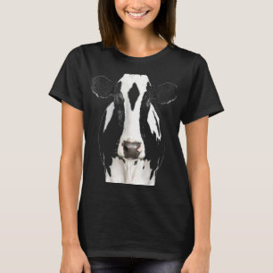 Kuh-Gesicht-Kunst Schwarz-Weiß Niedlich T-Shirt
