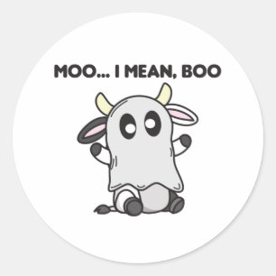 Kuh Ghost Niedlich Kawaii Halloween Moo I Gemein B Runder Aufkleber