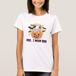 Kuh Ghost Niedlich Kawaii Halloween Moo I Gemein B T-Shirt