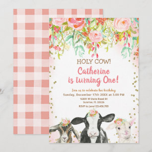 Kuh Girl Floral Geburtstag Einladung