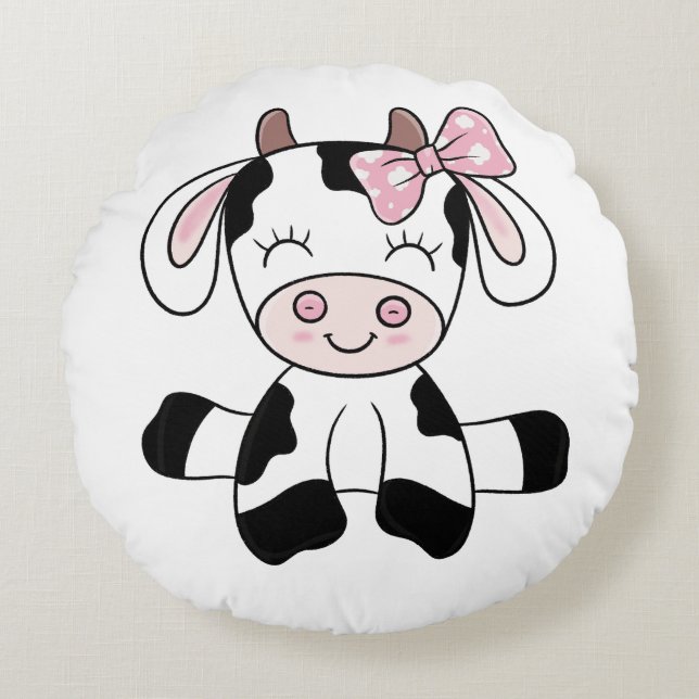 Kuh Girl Rundes Kissen (Vorderseite)
