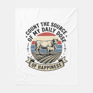 Kuh Glück Vintage-Farm-Vektor-Shirt-Design_1 Fleecedecke