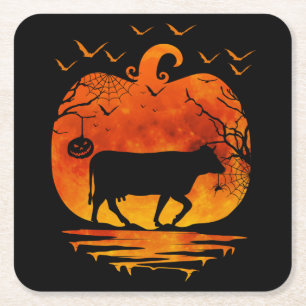 KUH HALLOWEEN KOSTÜM KÜRBIS HERBSTSAISON RECHTECKIGER PAPPUNTERSETZER