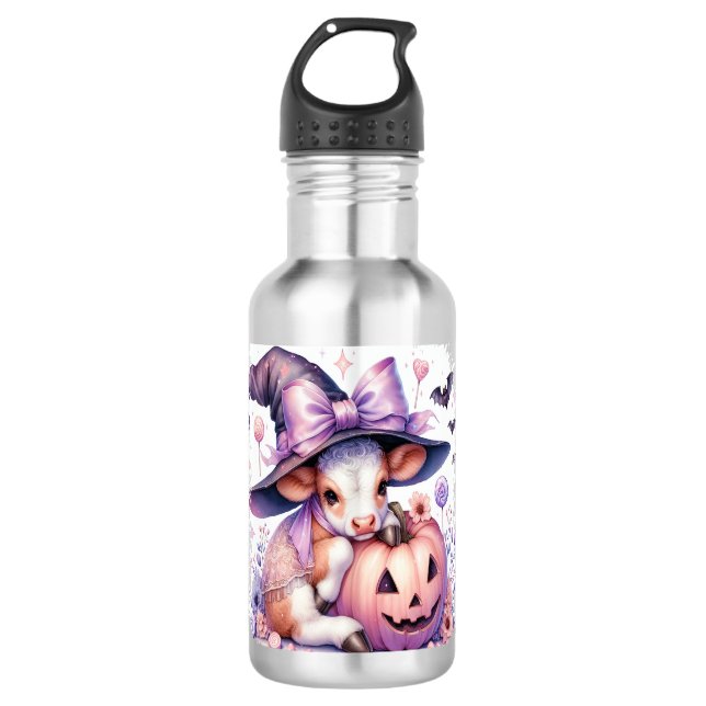 Kuh Halloween Square Edelstahlflasche (Vorderseite)