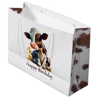 Kuh Happy Birthday Daisy White Große Geschenktüte