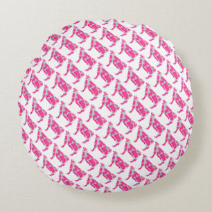 Kuh Heiß rosa und weiße Silhouette Rundes Kissen