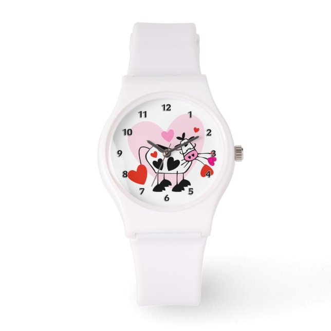 Kuh Herz Armbanduhr (Vorderseite)