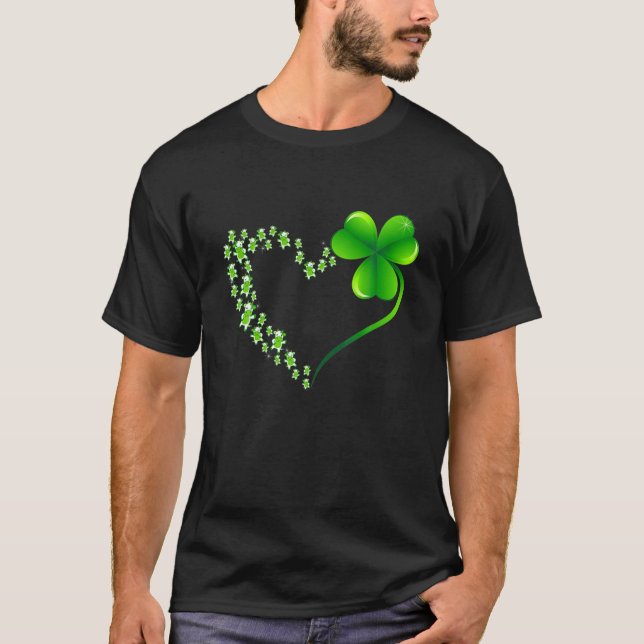 Kuh Herzleaf Irish St Patrick Day Clover Herz T-Shirt (Vorderseite)