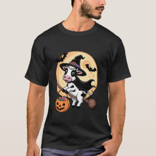Kuh-Hexenhut-Kürbis-Halloween-Kostüm Männer Frauen T-Shirt