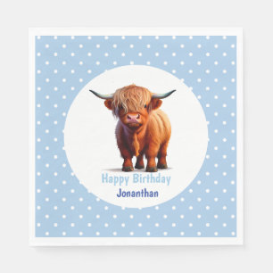 Kuh Highland Blue Birthday Serviette