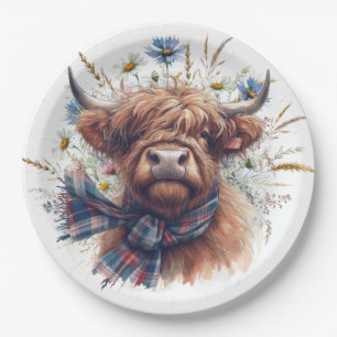 Kuh Highland Farm Aquarell Pappteller