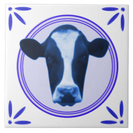 Kuh-Holland Delftware-Delft-Blau-Blick gedruckt Fliese