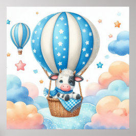 Kuh Hot Air Ballon Boy Poster