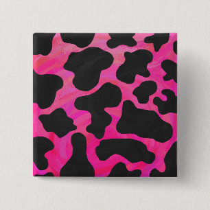 Kuh Hot Pink und Schwarz Print Button