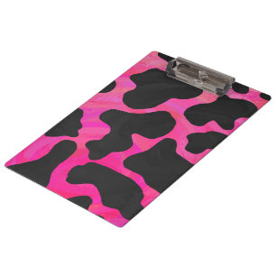 Kuh Hot Pink und Schwarz Print Klemmbrett