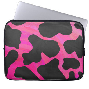 Kuh Hot Pink und Schwarz Print Laptopschutzhülle