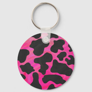 Kuh Hot Pink und Schwarz Print Schlüsselanhänger