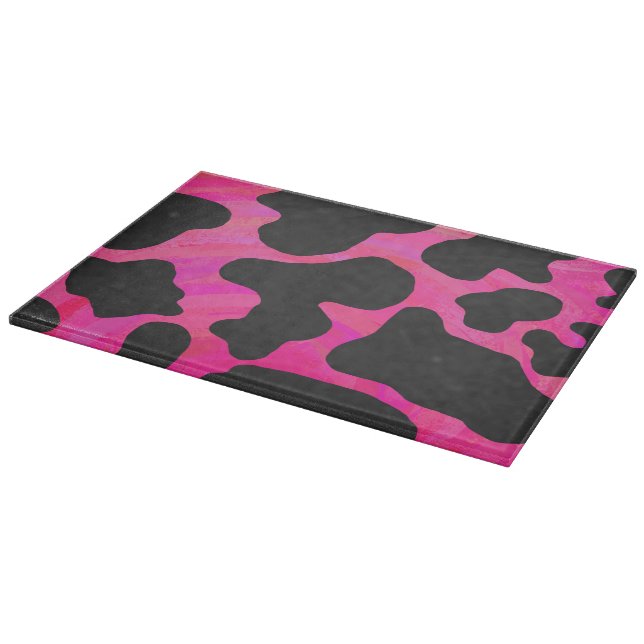 Kuh Hot Pink und Schwarz Print Schneidebrett (Ecke)
