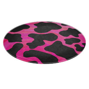 Kuh Hot Pink und Schwarz Print Schneidebrett