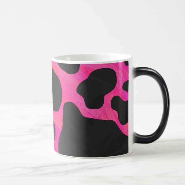 Kuh Hot Pink und Schwarz Print Verwandlungstasse (Rechts)