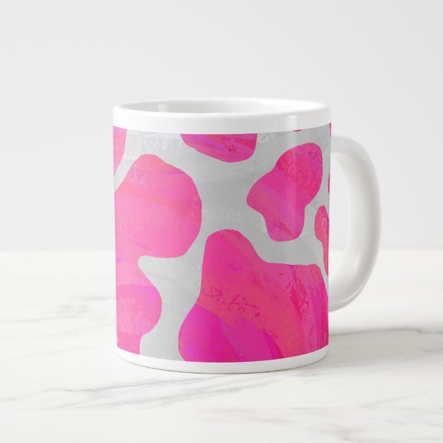 Kuh - Hot Rosa und Weiß Jumbo-Tasse (Vorderseite Rechts)