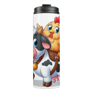 Kuh/Huhn niedlich Cartoon Thermosbecher