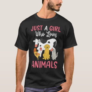Kuh Hühnchen Katze Nur ein Mädchen, das Tiere Lieb T-Shirt