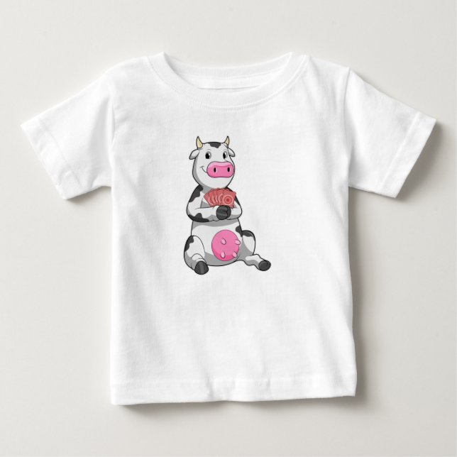 Kuh im Poker mit Poker-Karten Baby T-shirt (Vorderseite)