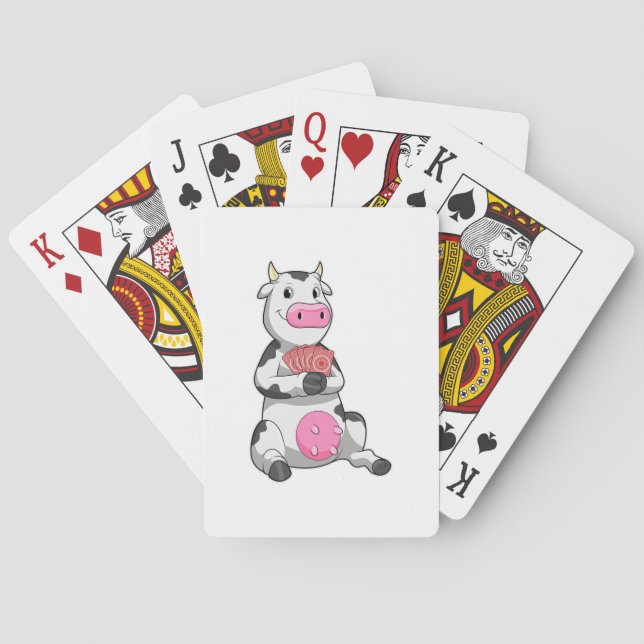 Kuh im Poker mit Poker-Karten Spielkarten (Rückseite)