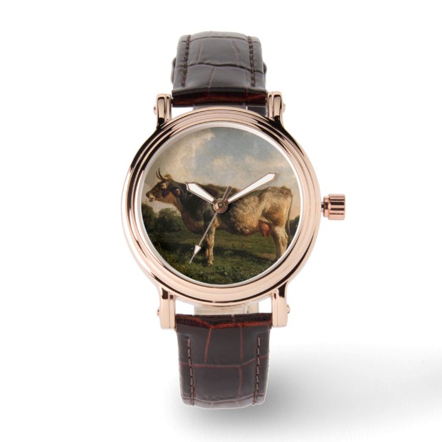 Kuh in einem Feld (Zuchttier) (von Filippo Palizzi Armbanduhr (Vorderseite)