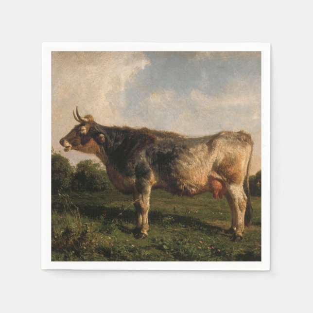 Kuh in einem Feld (Zuchttier) (von Filippo Palizzi Serviette (Vorderseite)