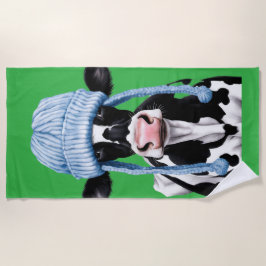 Kuh in einem Hut. Strandtuch