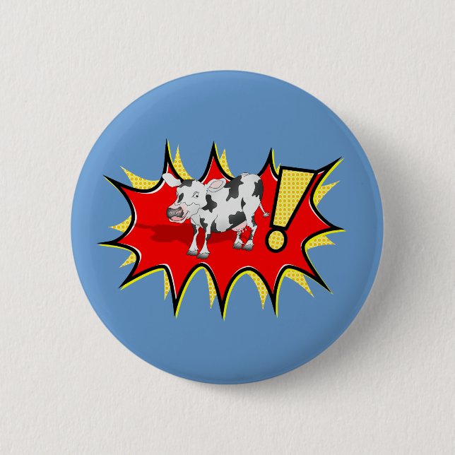 Kuh in einer KAPOW-Sternexplosion Button (Vorderseite)