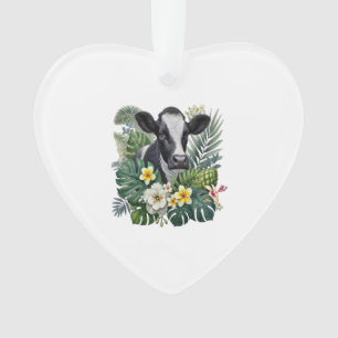 Kuh in floraler Jungle Png, tropische Kuh Ornament