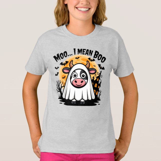 Kuh in Geisterkostüm "Moo... I gemein Boo" - T-Shirt (Vorderseite)