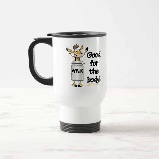 Kuh in Milchdose Reisebecher (Links)