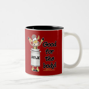 Kuh in Milchdose Zweifarbige Tasse