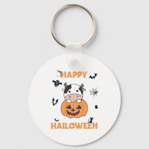 Kuh in Pumpkin Niedliche Kühe glückliche Halloween Schlüsselanhänger