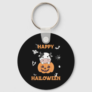 Kuh in Pumpkin Niedliche Kühe glückliche Halloween Schlüsselanhänger