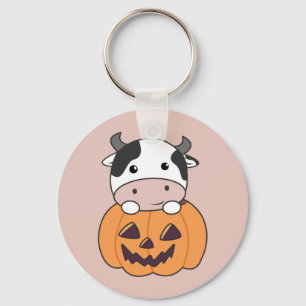 Kuh in Pumpkin Niedliche Kühe glücklichen Hallowee Schlüsselanhänger