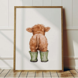 Kuh in Salbeigrünen Stiefeln Poster Kinderzimmer D